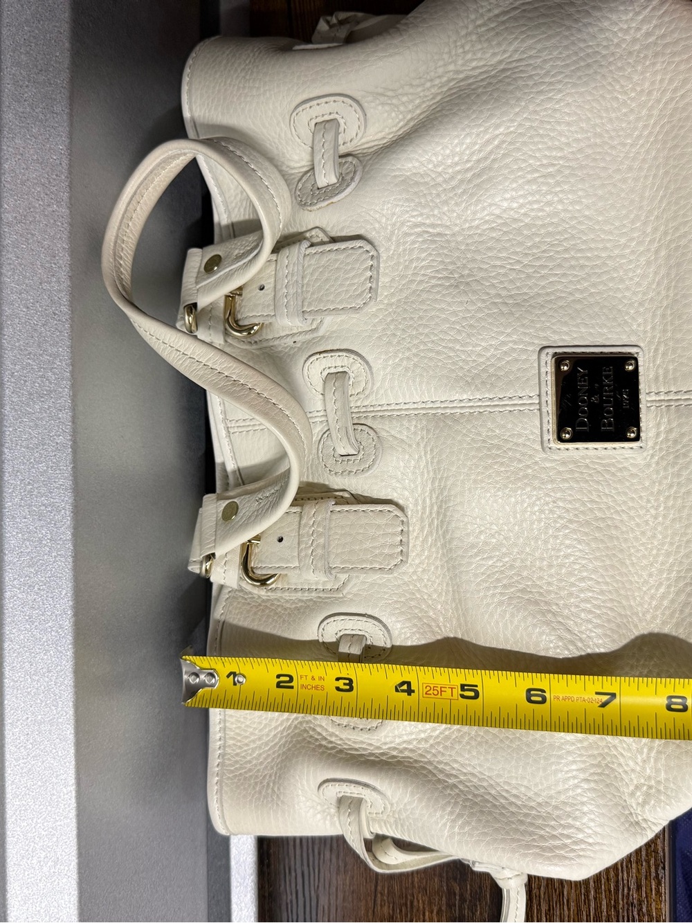Dooney & Bourke CHIARA Hand Bag Purse White Pebble Grain Leather and Pink Great - Picture 10 of 10